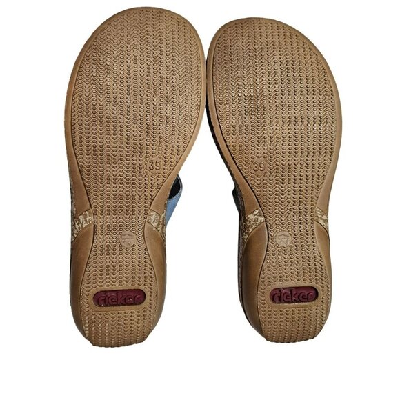 Rieker Womens Blue Embellished Open-Toe Sandals Slip On Boho Sequins Vacation 39 - Picture 4 of 12